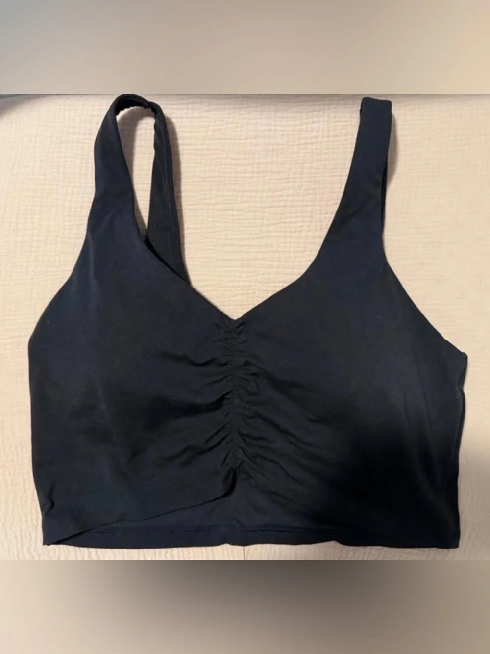 Aerie Black Ruched Longline Sports Bra - Picture 1 of 2